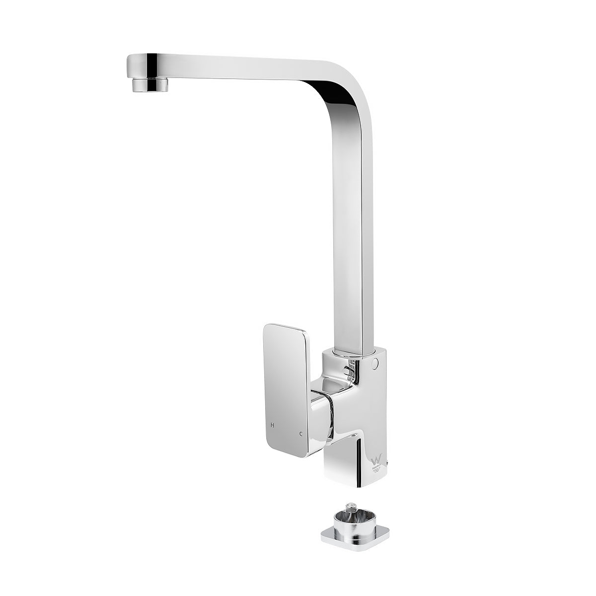 Upgrade your kitchen with our Solid Brass Standard Square Kitchen Mixer in chrome silver. High-quality solid brass construction ensures durability and a sleek finish.-Kitchen Mixer-Ezymall AU