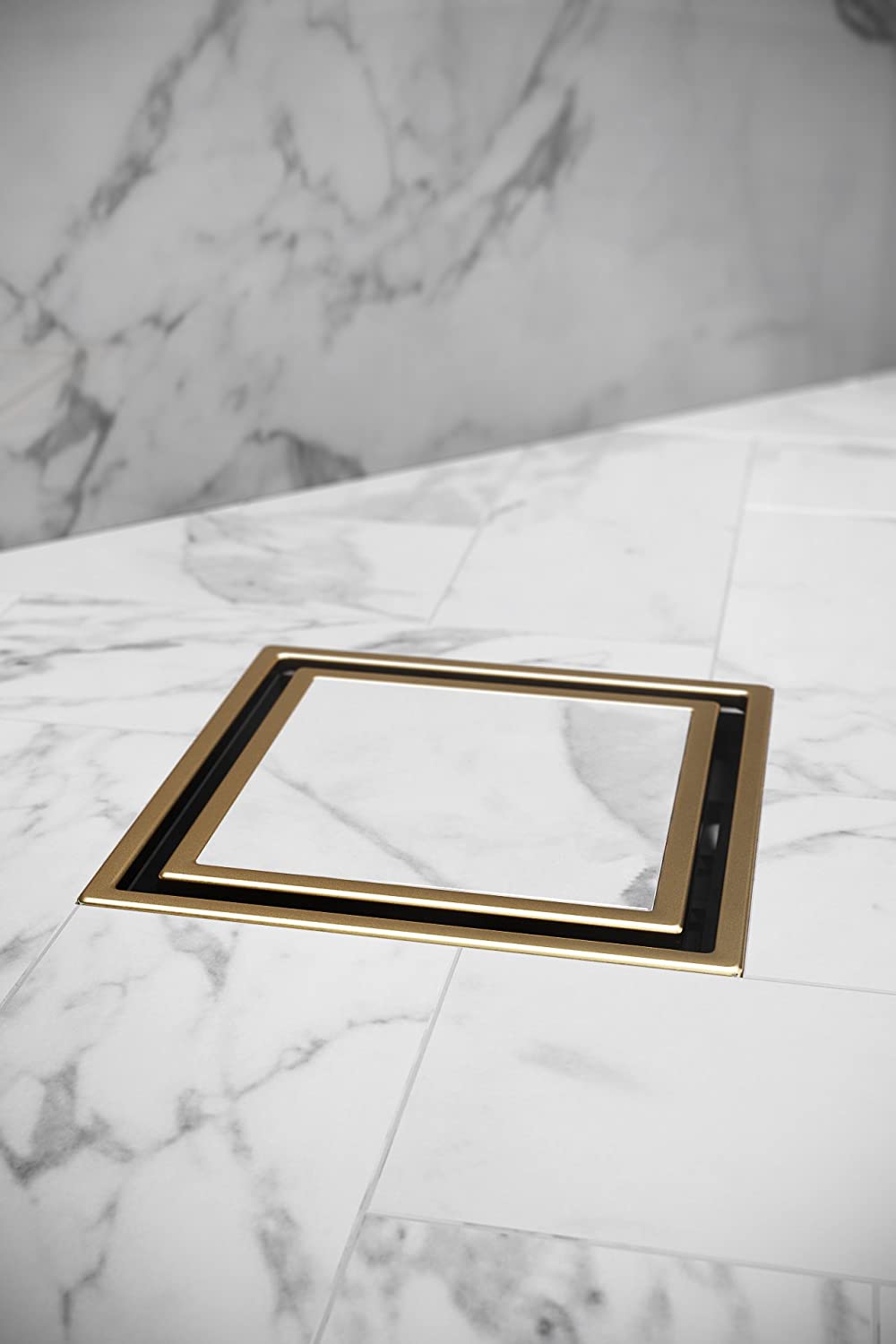 Upgrade your shower with our Solid Brass Tile Insert Drain. This 115x115x35mm drain features a brushed brass gold finish, combining functionality with a sleek, modern design. Durable and stylish for any bathroom.-Floor Waste-Ezymall AU