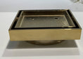 Load image into Gallery viewer, Upgrade your shower with our Solid Brass Tile Insert Drain. This 115x115x35mm drain features a brushed brass gold finish, combining functionality with a sleek, modern design. Durable and stylish for any bathroom.-Floor Waste-Ezymall AU
