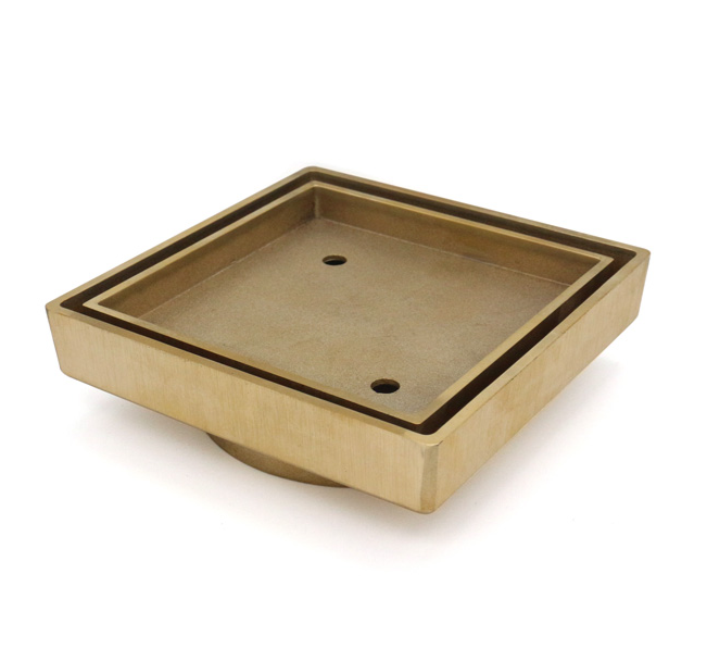 Upgrade your shower with our Solid Brass Tile Insert Drain. This 115x115x35mm drain features a brushed brass gold finish, combining functionality with a sleek, modern design. Durable and stylish for any bathroom.-Floor Waste-Ezymall AU