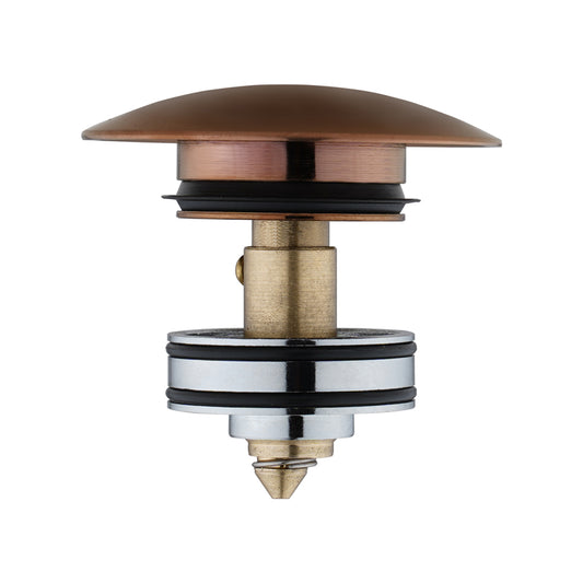 Solid Brass Universal Pop-Up Waste – Dome Top – Brushed Copper – alternate view