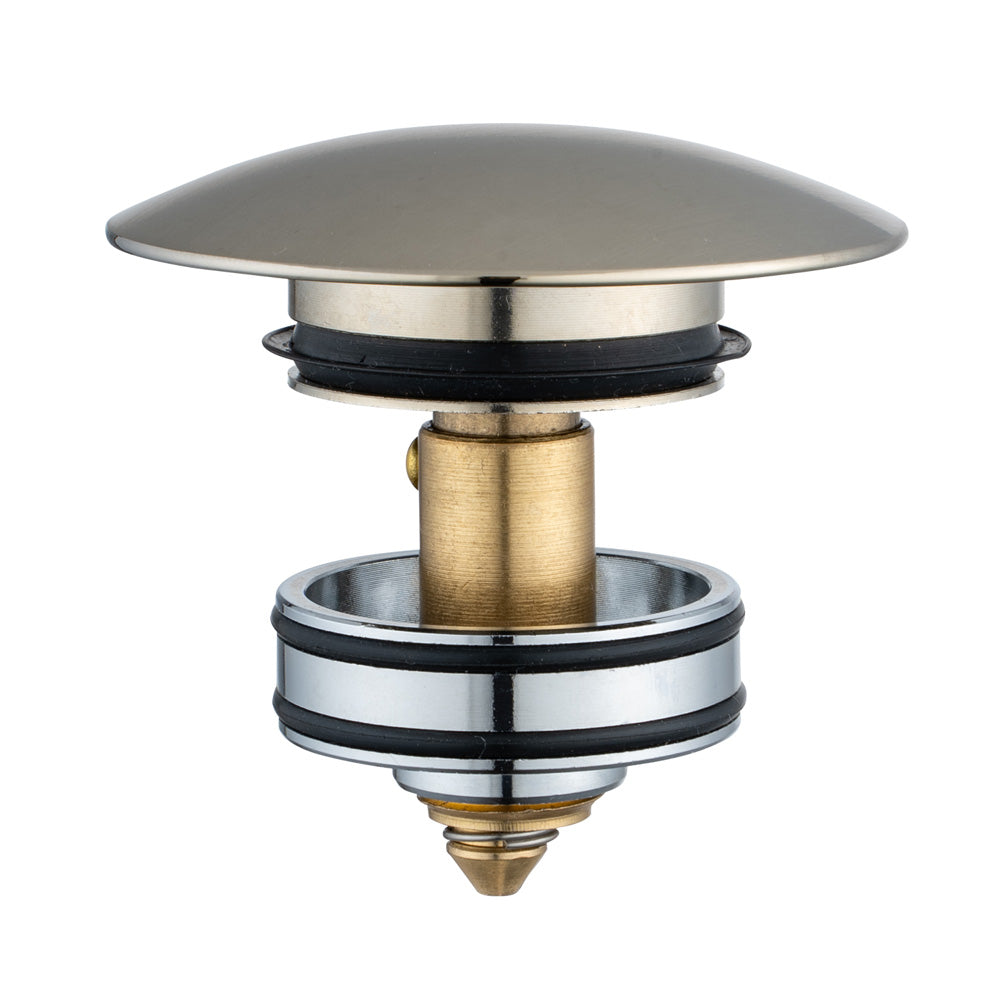 Universal chrome pop-up waste suitable for basin and bath use, featuring durable brass construction, removable grate, and overflow compatibility.-Sink Waste-Ezymall AU