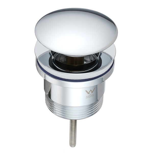 Universal chrome pop-up waste suitable for basin and bath use, featuring durable brass construction, removable grate, and overflow compatibility.-Sink Waste-Ezymall AU