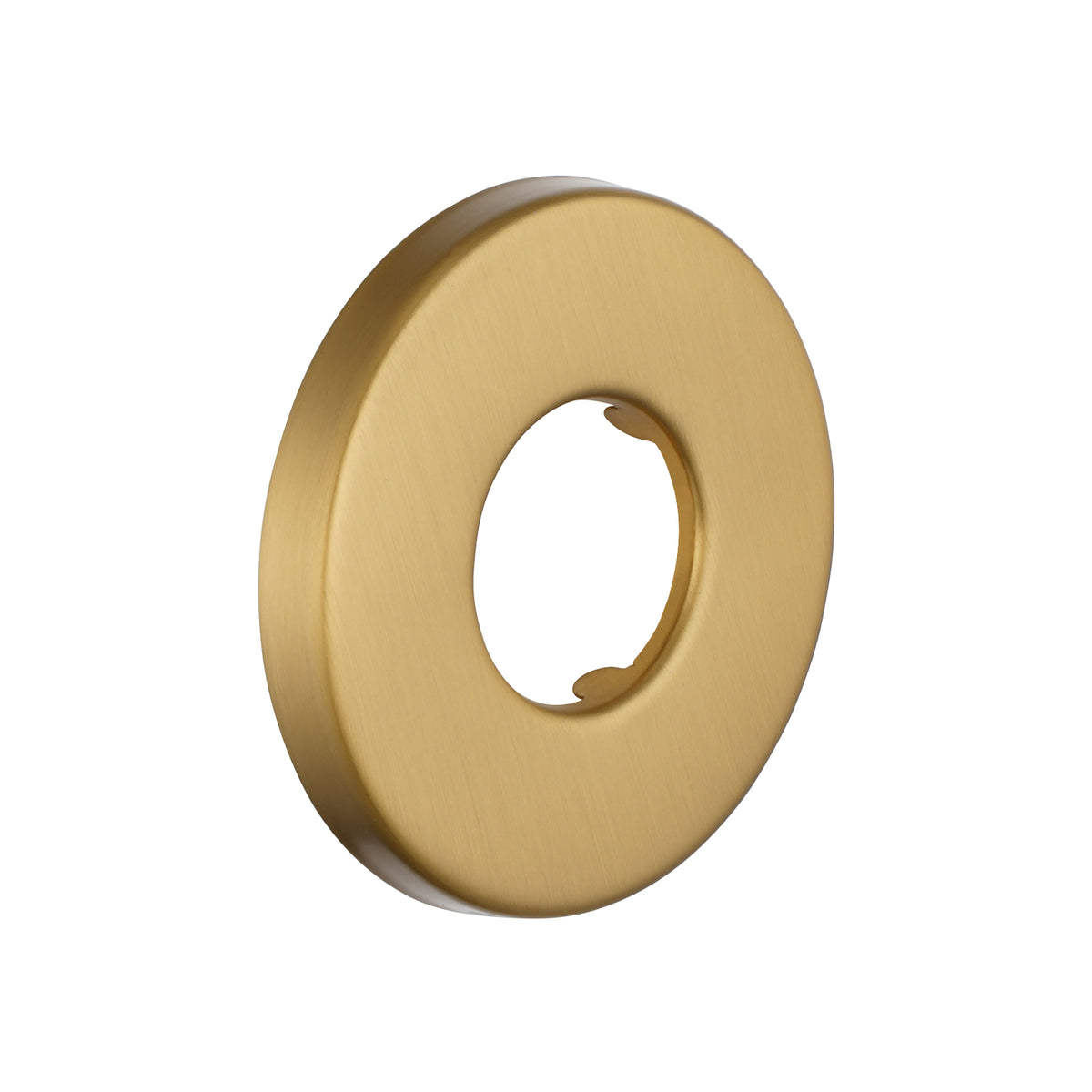 Close-up of solid brass washing machine stop tap in brushed brass gold