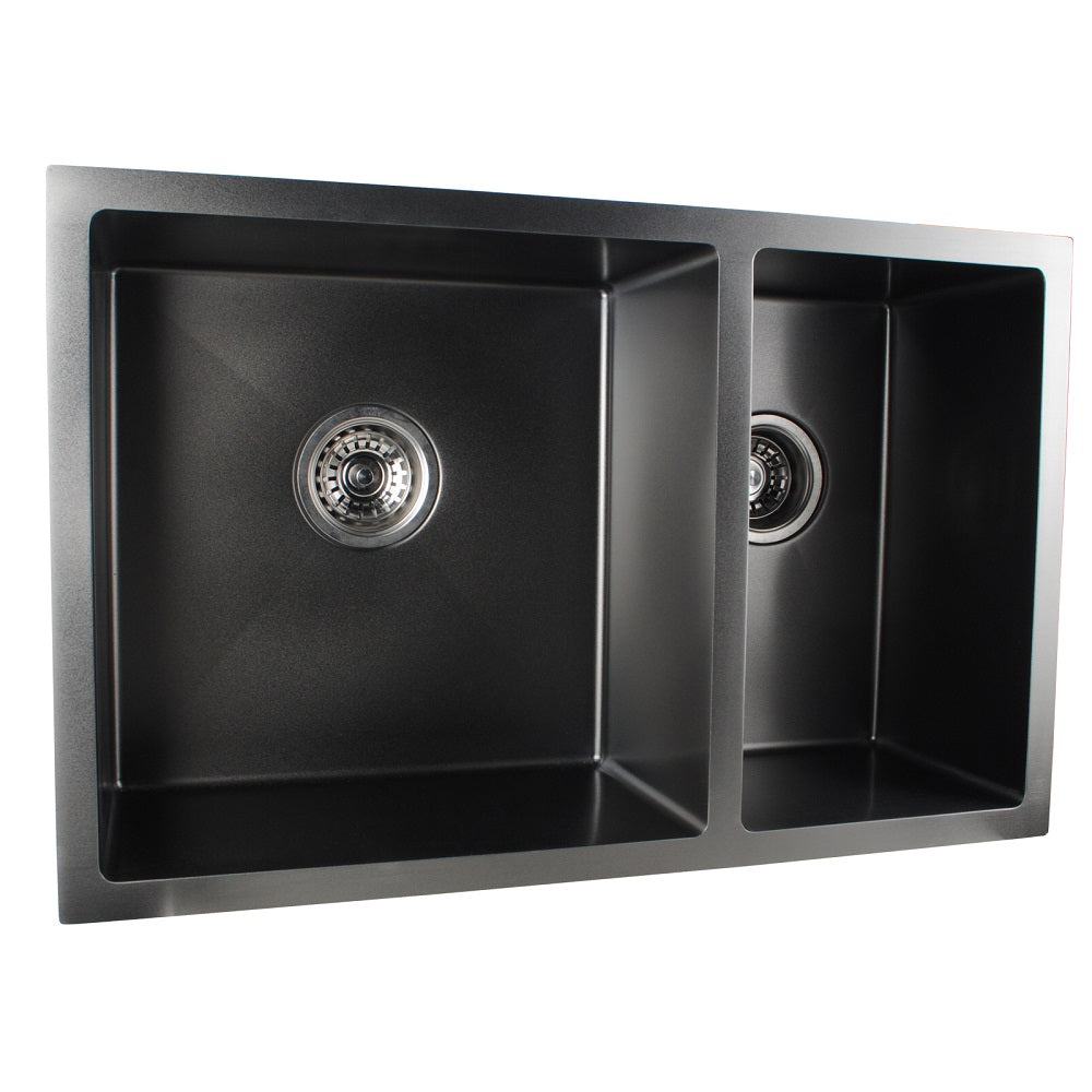 Upgrade your kitchen with this stainless steel 1 & 1/2 bowl kitchen sink in gunmetal grey. Stylish and functional for any modern home.-Kitchen Sink-Ezymall AU