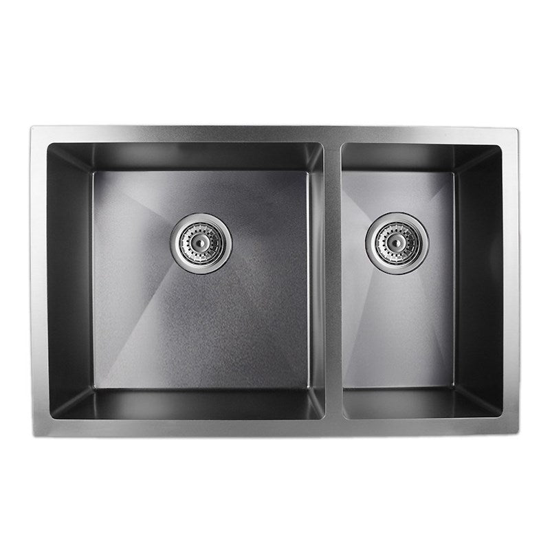 Upgrade your kitchen with this stainless steel 1 & 1/2 bowl kitchen sink in gunmetal grey. Stylish and functional for any modern home.-Kitchen Sink-Ezymall AU
