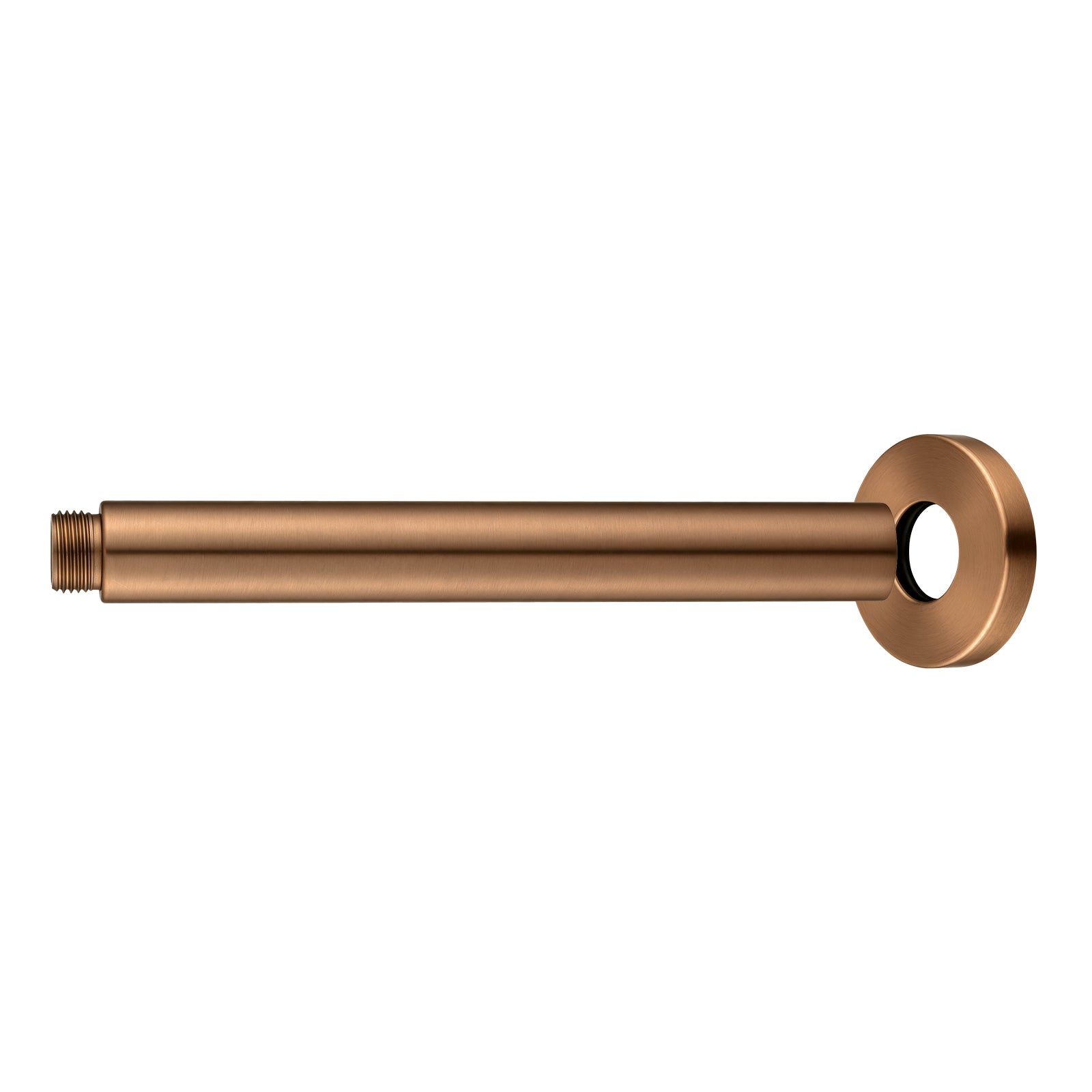 Stainless steel round ceiling shower arm in brushed copper, product detail