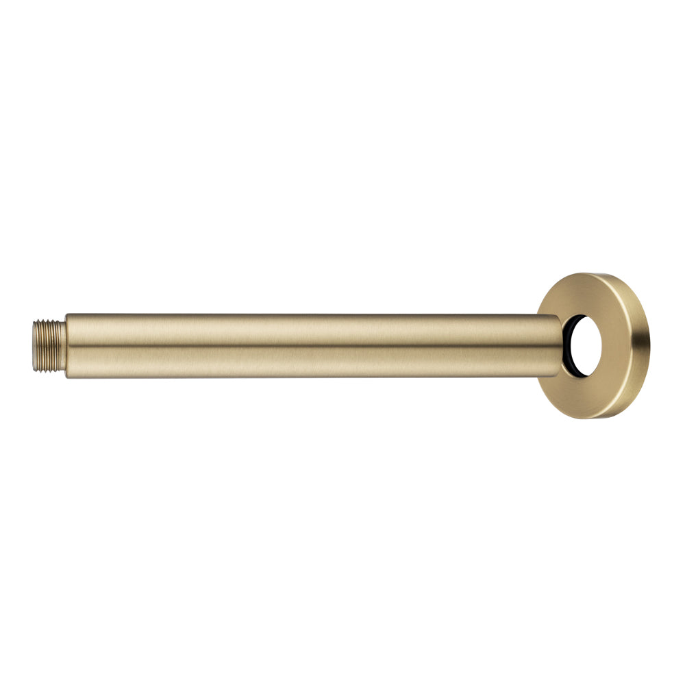 Enhance your shower with a 200mm stainless steel ceiling shower arm in light brushed brass gold. Durable, stylish, easy to install, and ideal for modern bathrooms.-Shower Arm-Ezymall AU