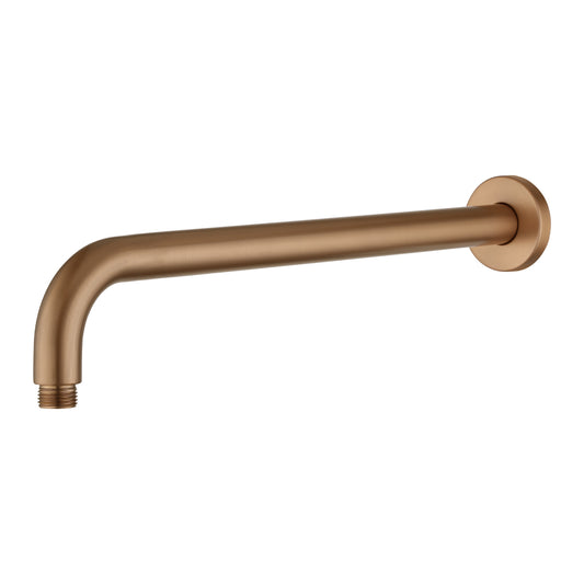Stainless steel 400mm round wall shower arm brushed copper – view 2