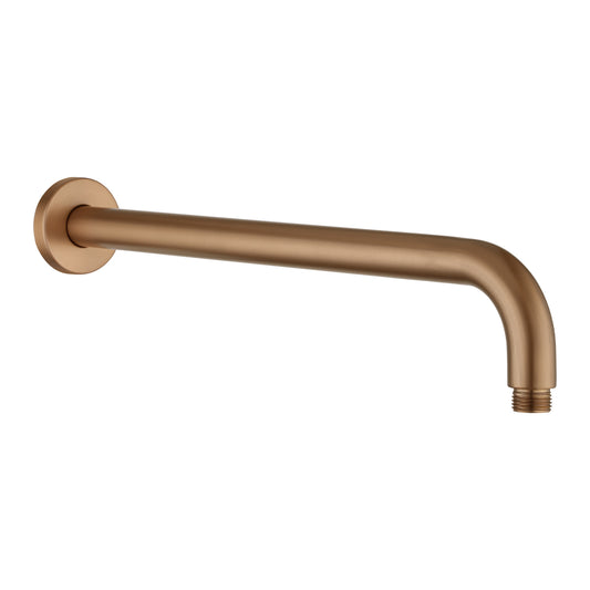 Stainless steel 400mm round wall shower arm brushed copper
