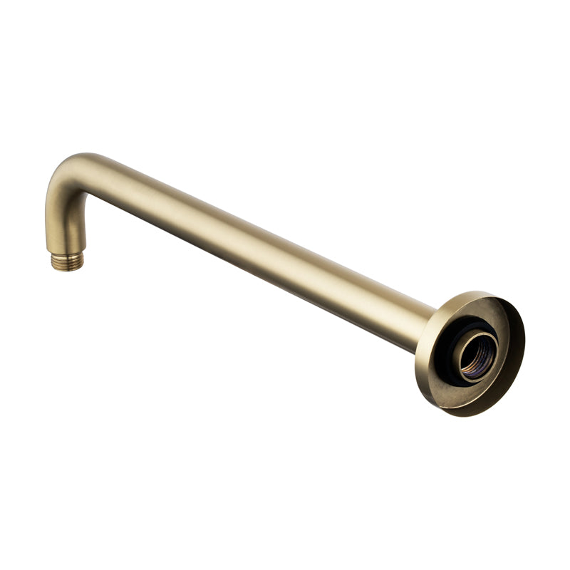Upgrade your shower with the Stainless Steel 400mm Round Wall Shower Arm in Light Brushed Brass Gold. Durable and stylish. Shop now at Ezymall Australia!-Shower Arm-Ezymall AU