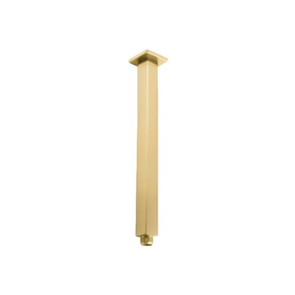 Enhance your shower experience with our 400mm square ceiling shower arm in brushed brass gold. Crafted from stainless steel for lasting quality and a touch of elegance.-Shower Arm-Ezymall AU