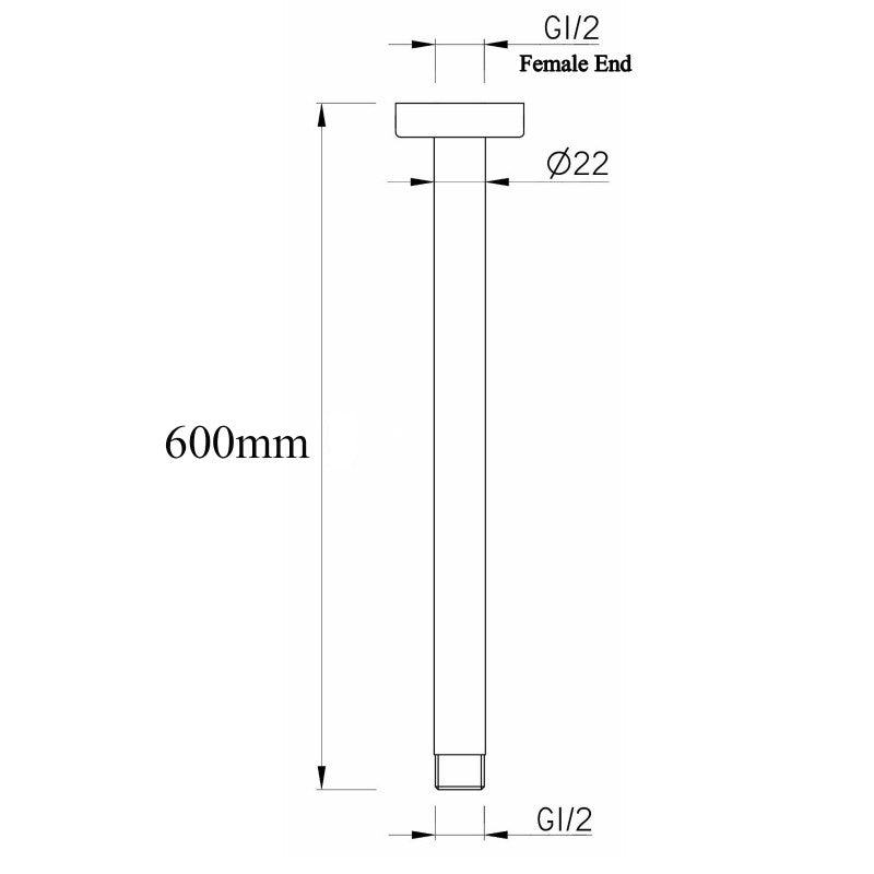 Enhance your shower with our Stainless Steel 600mm Round Ceiling Shower Arm in Chrome Silver. Durable, stylish, and easy to install. Perfect for modern bathrooms. Fast shipping Australia wide.-Shower Arm-Ezymall AU