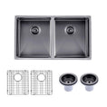 Load image into Gallery viewer, Premium 770mm gunmetal PVD stainless steel double bowl kitchen sink with two matching waste strainers, two bottom grids and versatile installation options.-Kitchen Sink-Ezymall AU
