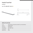 Load image into Gallery viewer, Stainless steel heated towel rail with IPX4 rating. No switch or timer. AS/NZS 3350 & SAA certified. Heats to 45°C in 20 mins. 2-year warranty. Electrician install required.-Heated Towel Rail-Ezymall AU
