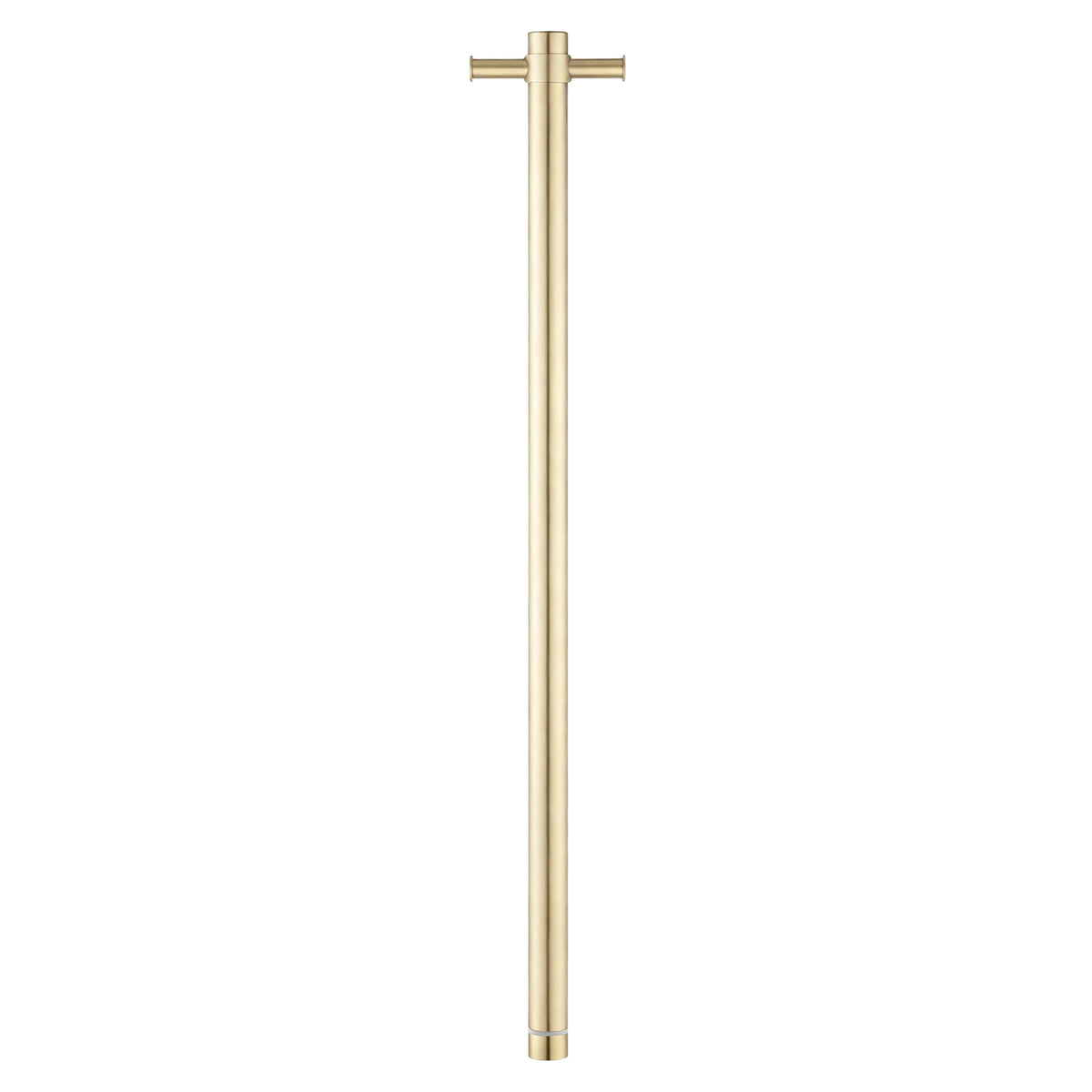 Alternate view of electric vertical single-bar heated towel rail in light brushed brass