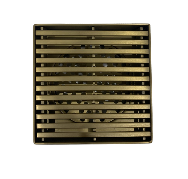 Install the Stainless Steel Grill Floor Waste Shower Grate Drain in Brushed Brass Gold (115x115x30mm). Stylish and functional, this drain prevents clogging and adds elegance to your shower. Shop now!-Floor Waste-Ezymall AU