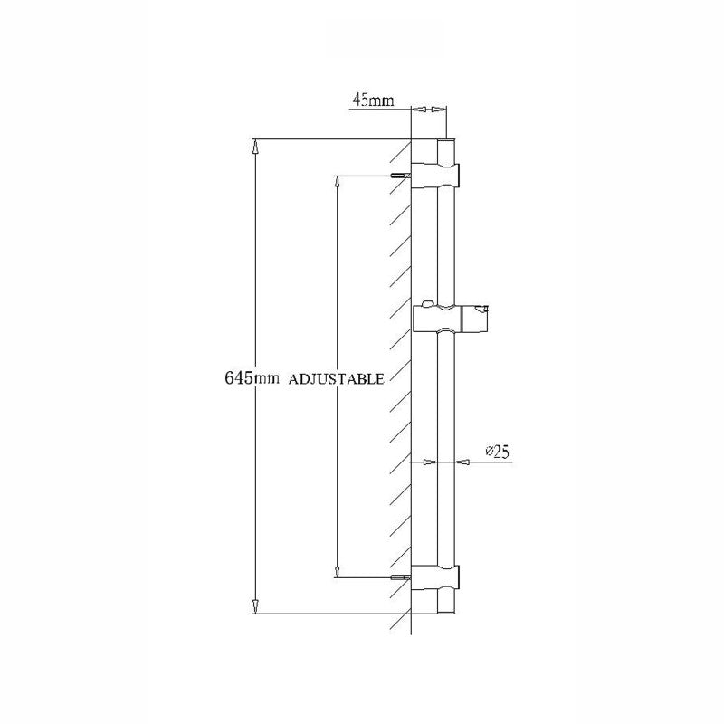 Stainless steel handheld shower rail black – view 2