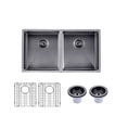 Load image into Gallery viewer, Premium 820mm gunmetal PVD stainless steel double bowl kitchen sink with two matching waste strainers, two bottom grids and versatile installation options.-Kitchen Sink-Ezymall AU
