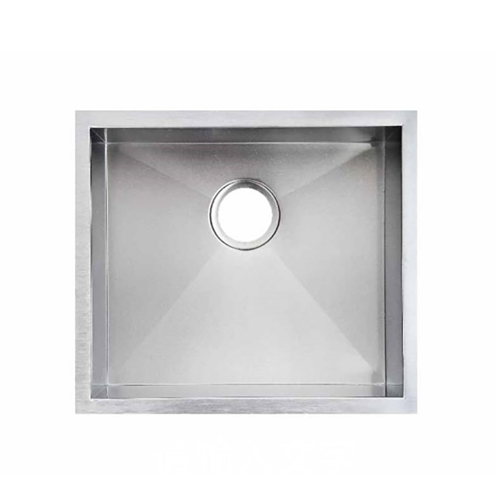 Premium 510mm stainless steel single bowl kitchen sink with 1.2mm thick 304 stainless steel, X-flume drainage and versatile top, flush or undermount installation.-Kitchen Sink-Ezymall AU