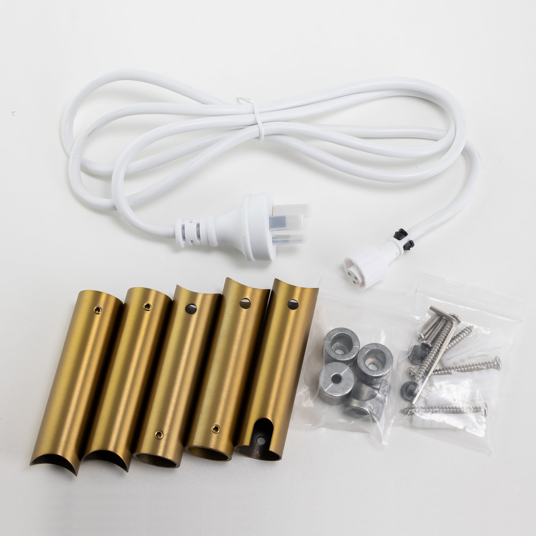 Keep your towels warm with our Stainless Steel Heated Towel Rack in Brushed Brass Gold. Features 4 round bars. Shop now at Ezymall Australia!-Heated Towel Rail-Ezymall AU