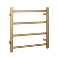 Load image into Gallery viewer, Keep your towels warm with our Stainless Steel Heated Towel Rack in Brushed Brass Gold. Features 4 round bars. Shop now at Ezymall Australia!-Heated Towel Rail-Ezymall AU
