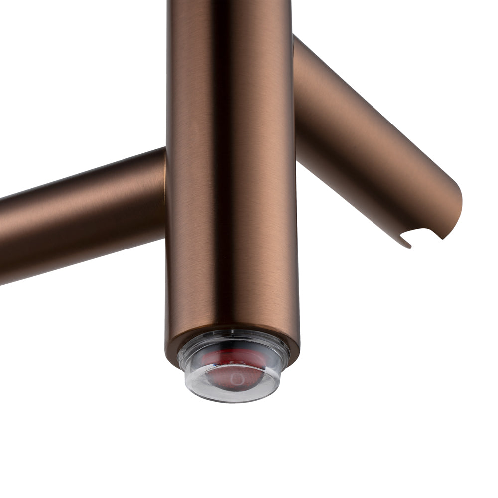 Alternate view of Brushed Copper stainless steel 4-bar round heated towel rail