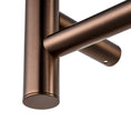 Load image into Gallery viewer, Close-up of Brushed Copper stainless steel 4-bar round heated towel rail
