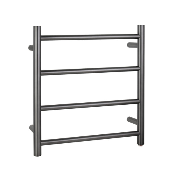 Keep your towels warm with our Brushed Gunmetal Grey Stainless Steel Heated Towel Rack. Features 4 round bars for efficient heating and stylish design.-Heated Towel Rail-Ezymall AU