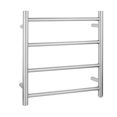 Keep your towels warm with our Stainless Steel Heated Towel Rack in Brushed Nickel Silver. Features 4 round bars. Shop now at Ezymall Australia!-Heated Towel Rail-Ezymall AU