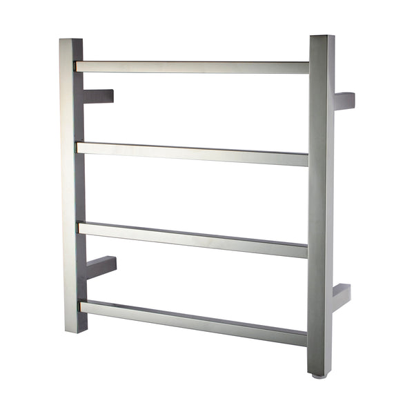 Upgrade your bathroom with this sleek, chrome silver, 4-bar square heated towel rack. Crafted from stainless steel, it combines style and functionality. Fast shipping Australia wide.-Heated Towel Rail-Ezymall AU
