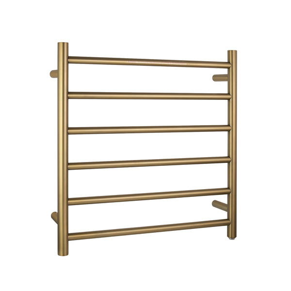 Warm your towels with the Stainless Steel Heated Towel Rack 6 Bars Round in Brushed Brass Gold. Durable, stylish, and easy to install. Shop now!-Heated Towel Rail-Ezymall AU