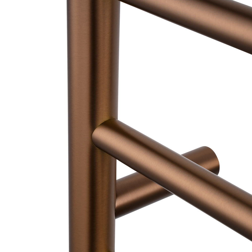 Alternate view of Brushed Copper stainless steel 6-bar round heated towel rail