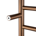 Load image into Gallery viewer, Side view of Brushed Copper stainless steel 6-bar round heated towel rail
