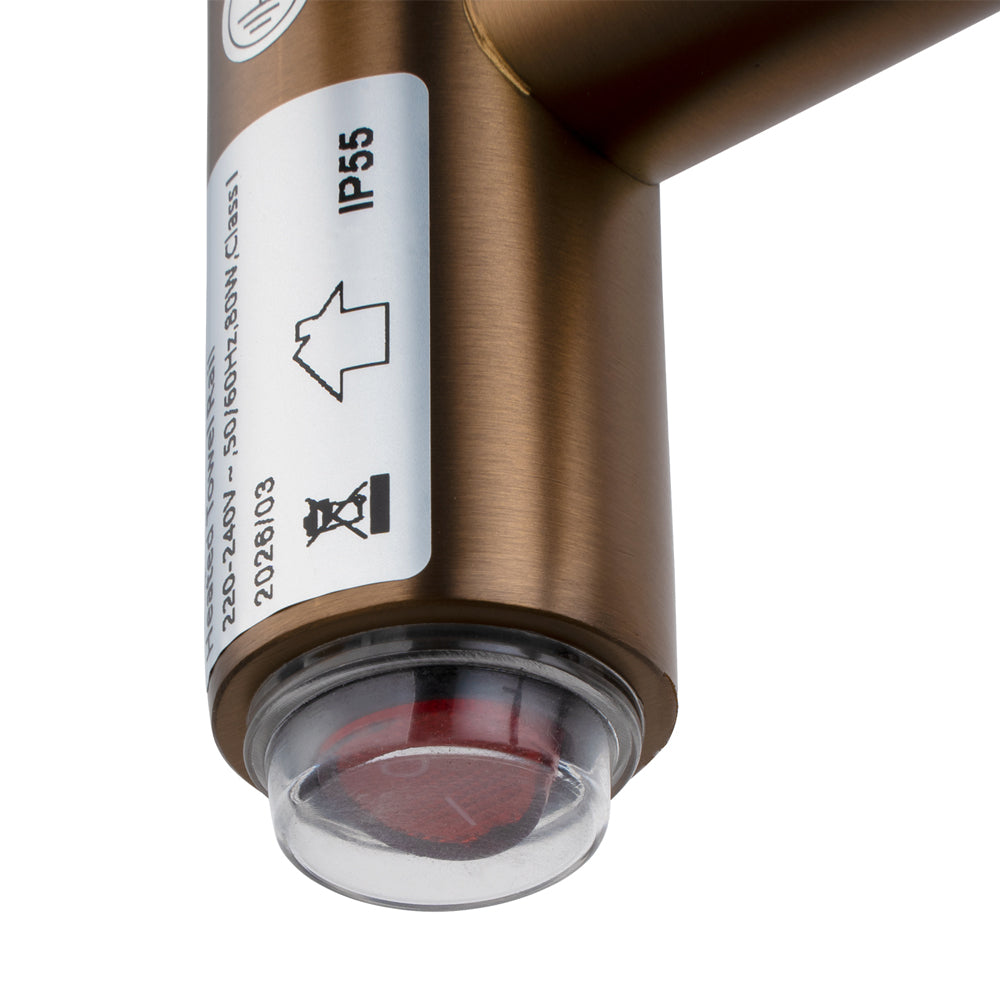 Close-up of Brushed Copper stainless steel 6-bar round heated towel rail