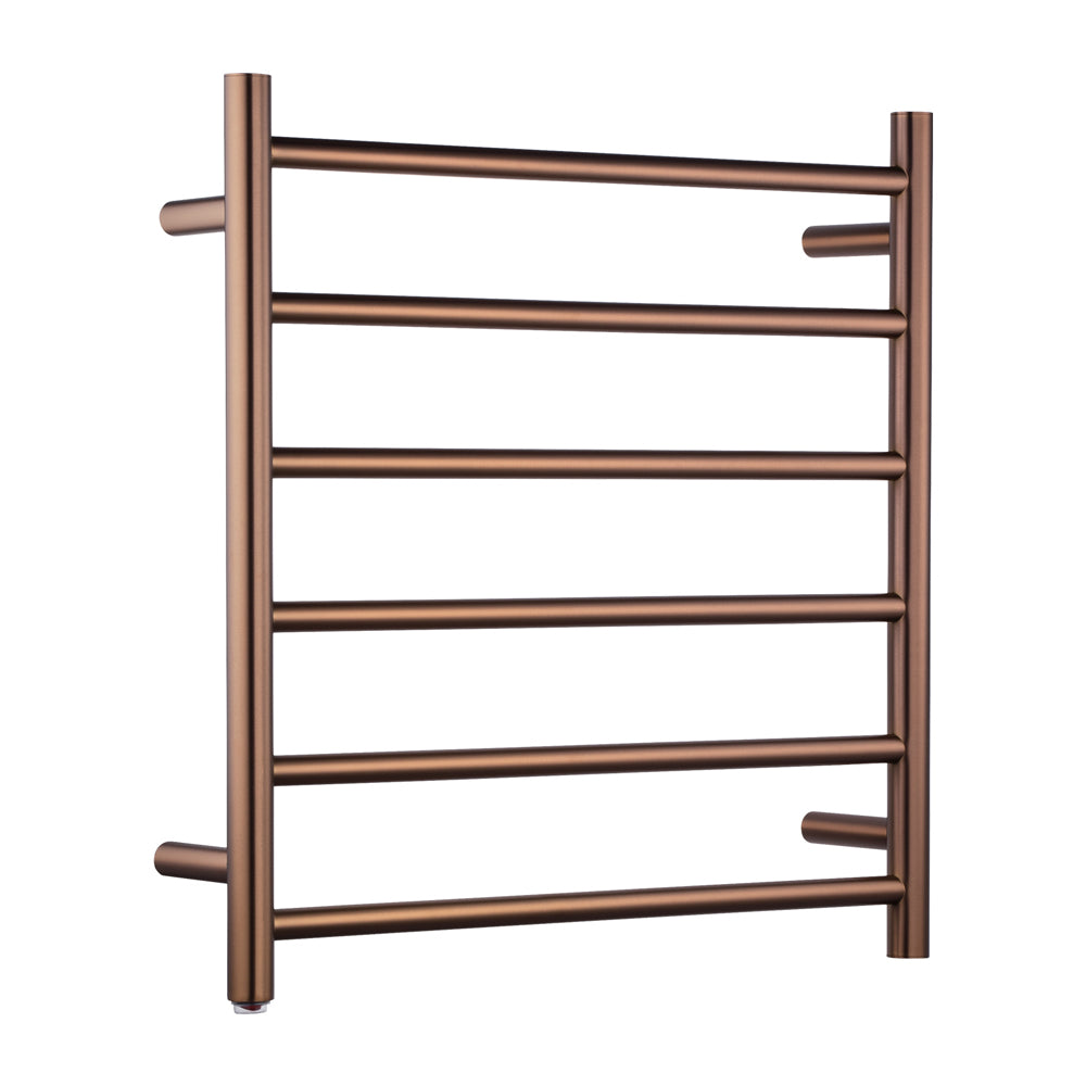 Brushed Copper stainless steel 6-bar round heated towel rail