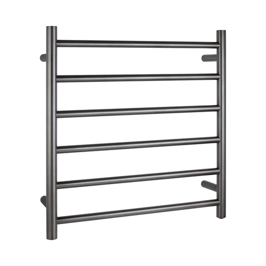 Brushed Gunmetal Grey stainless steel 6-bar round heated towel rail