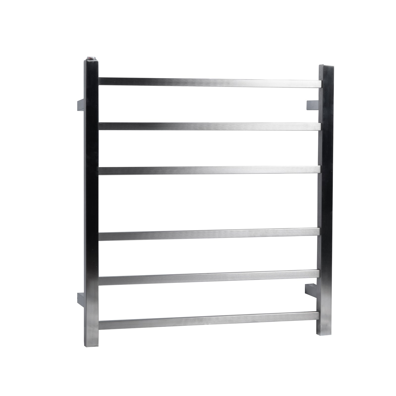 Enhance your bathroom with our Stainless Steel Heated Towel Rack featuring 6 square bars in brushed nickel silver. Keep towels warm and dry in style. Buy now!-Heated Towel Rail-Ezymall AU