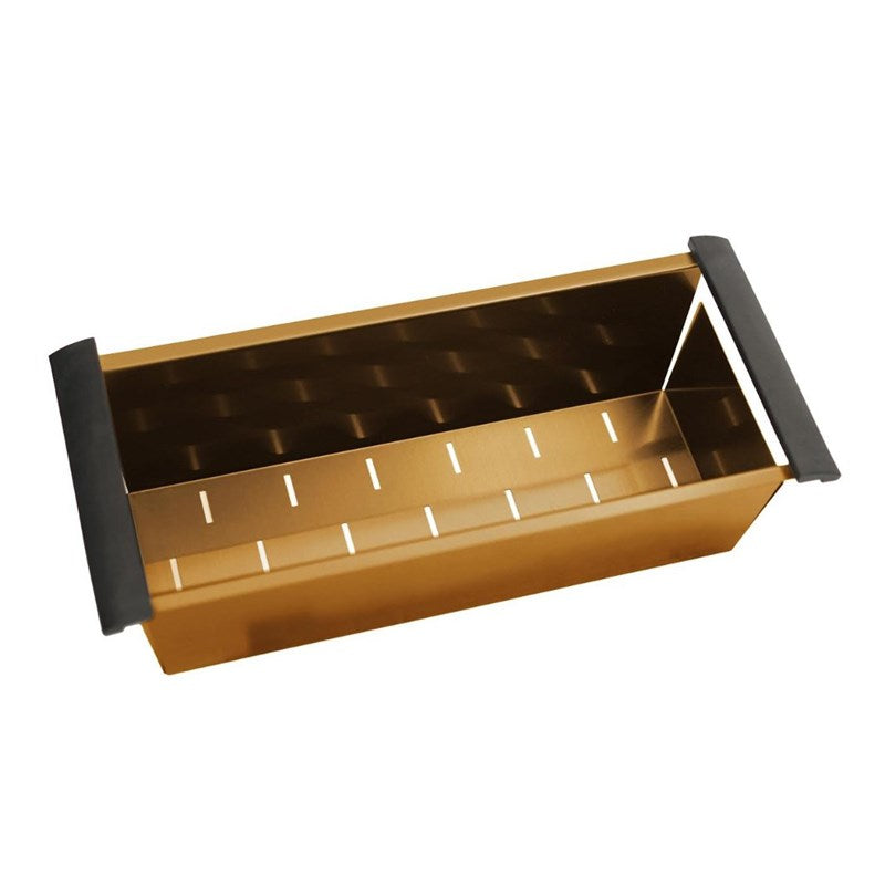 Premium brushed brass sink colander for workstation kitchen sinks. Ideal for rinsing, draining and food preparation with scratch-protective edges.-Sink accessory-Ezymall AU