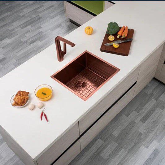 Stainless steel pvd single bowl kitchen sink with bottom grid 500440230mm copper