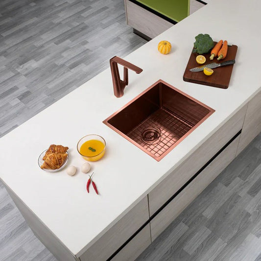 Stainless steel pvd single bowl kitchen sink with bottom grid 510450230mm copper
