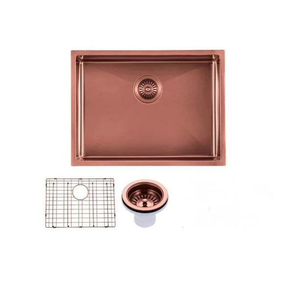 Shop 600x450x300mm copper kitchen sink with deep single bowl design. Stainless steel construction, durable and ideal for everyday kitchen use.-Kitchen Sink-Ezymall AU