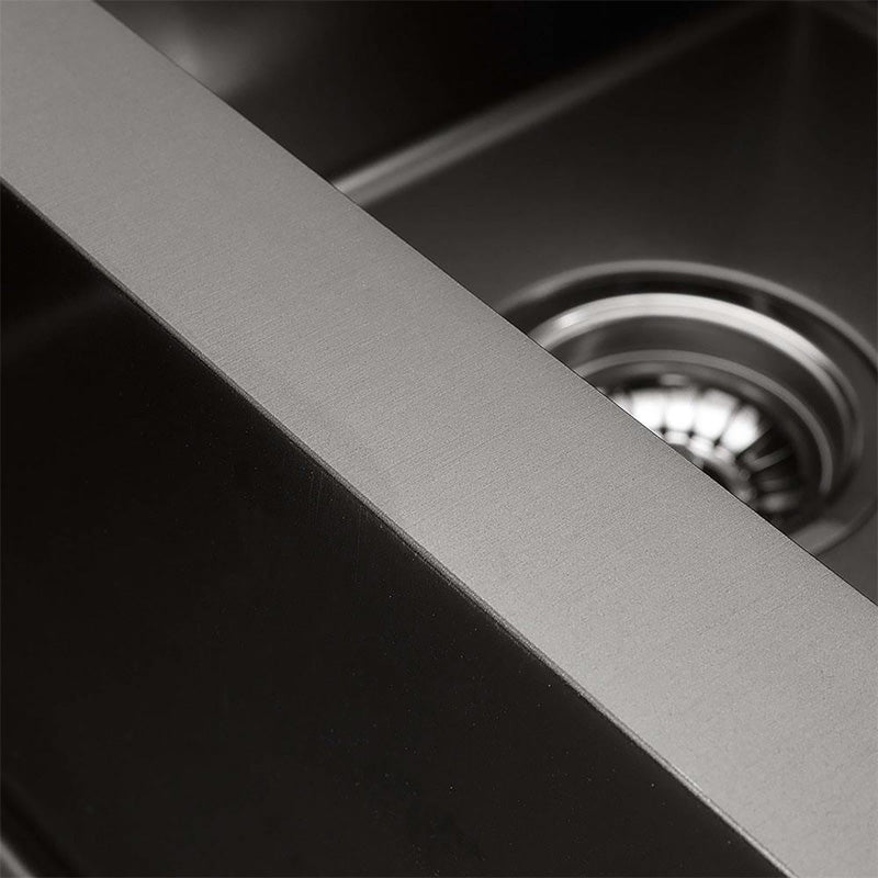 Upgrade your kitchen with this stainless steel round corner handmade single bowl kitchen sink (440*440*205mm) in gunmetal dark grey. Durable and stylish!-Kitchen Sink-Ezymall AU