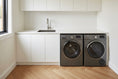 Load image into Gallery viewer, Stainless Steel 440mmx440mm Gunmetal Single Bowl Sink display in a white laundry
