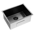 Load image into Gallery viewer, Discover the Stainless Steel Round Corner Handmade Single Bowl Kitchen Sink 580*440*230mm in Gunmetal Grey. Stylish, durable, and modern. Shop now at Ezymall!-Kitchen Sink-Ezymall AU
