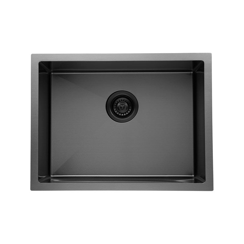 Discover the Stainless Steel Round Corner Handmade Single Bowl Kitchen Sink 580*440*230mm in Gunmetal Grey. Stylish, durable, and modern. Shop now at Ezymall!-Kitchen Sink-Ezymall AU