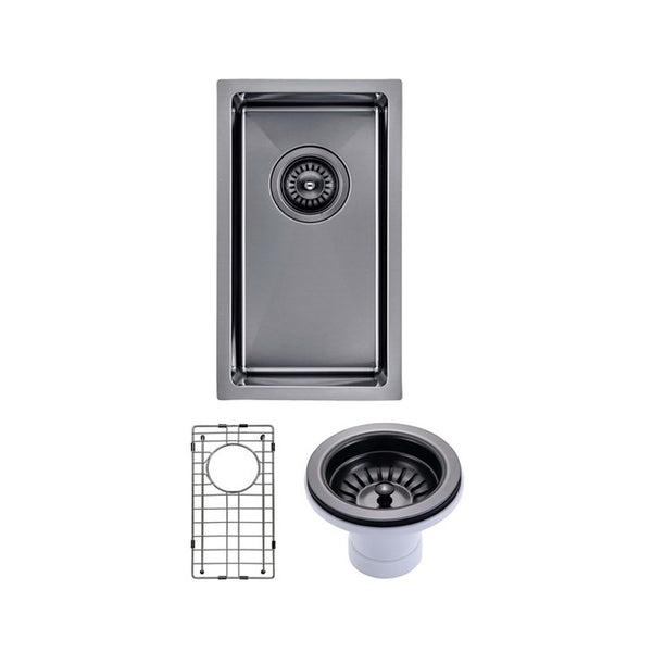 Premium 250 x 450mm gunmetal PVD bar and prep sink with 304 stainless steel and X-flume drainage. Ideal for butler's pantries and laundries.-Kitchen Sink-Ezymall AU