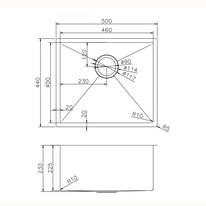 Premium 500x440mm gunmetal PVD stainless steel kitchen sink with 304 stainless steel construction, matching waste strainer and bottom grid.-Kitchen Sink-Ezymall AU