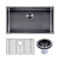 Load image into Gallery viewer, Premium 762x457mm gunmetal PVD stainless steel kitchen sink with a deep 254mm bowl, matching basket waste, bottom grid and versatile installation options.-Kitchen Sink-Ezymall AU
