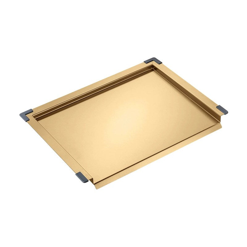 Premium brushed brass sink tray for workstation sinks. Ideal for draining, drying and food preparation. Compatible with 440mm width sinks.-Sink accessory-Ezymall AU